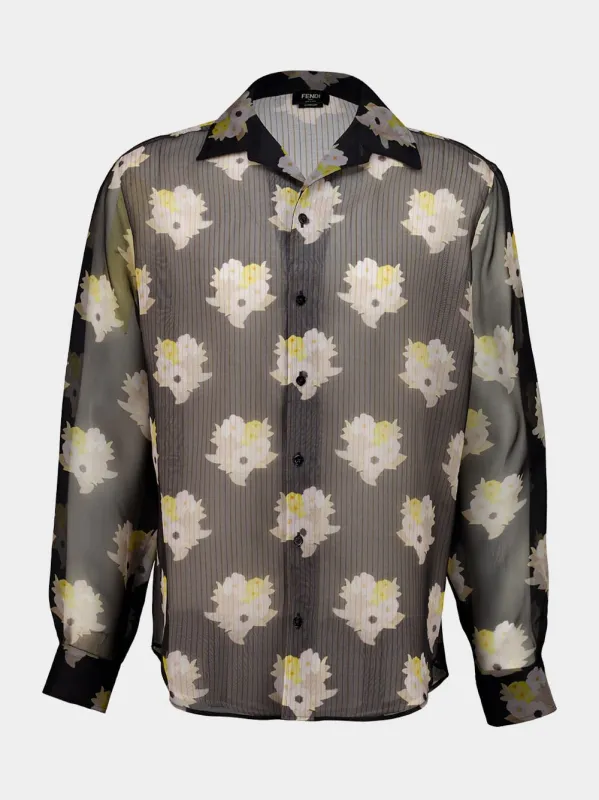 Black Bouquet Silk Organza Shirt made by Fendi