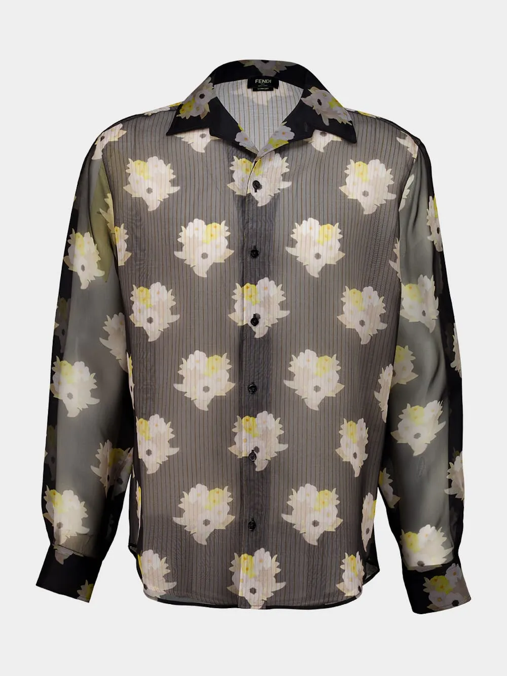 Black Bouquet Silk Organza Shirt sold by Fashion Clinic
