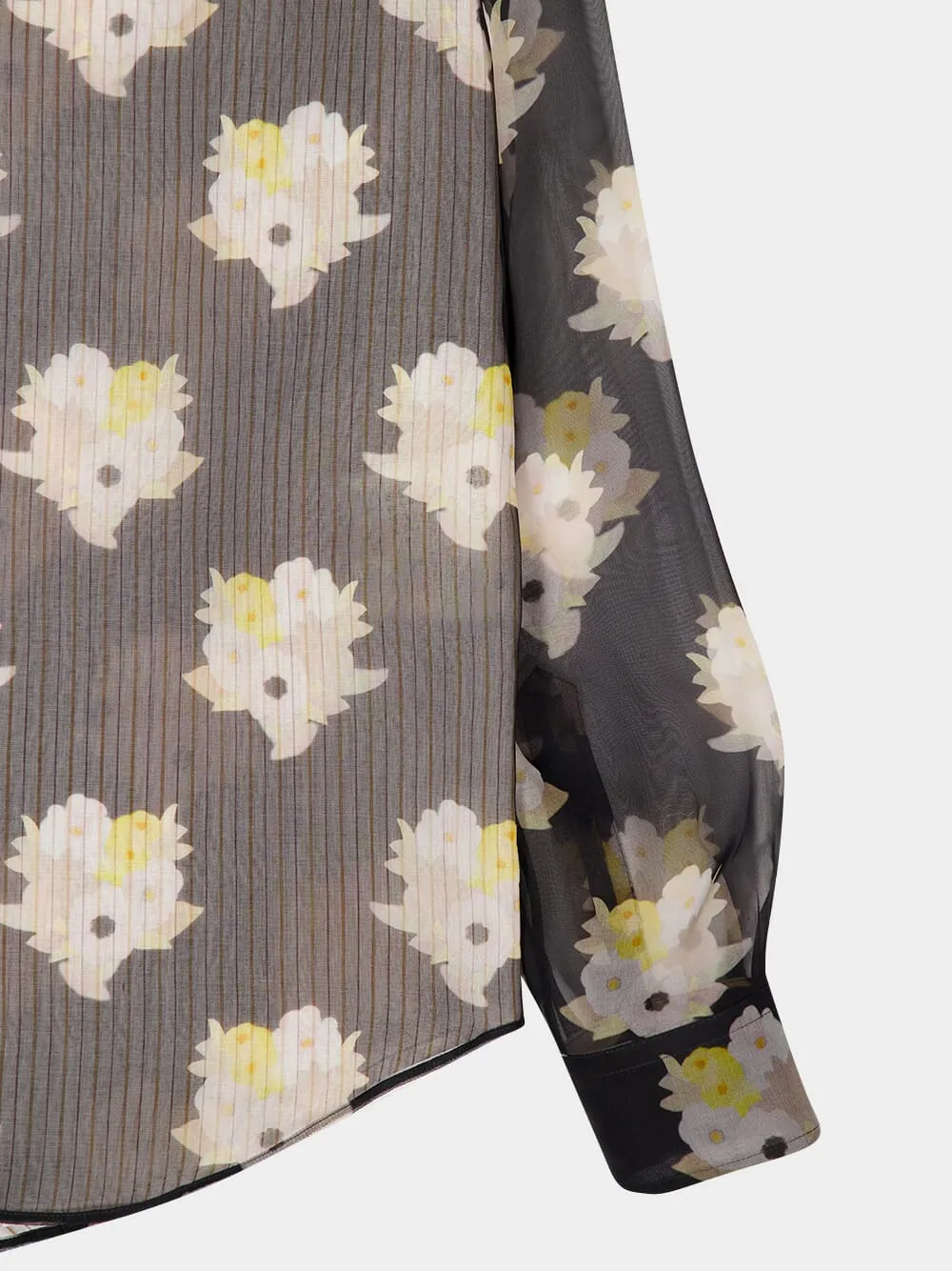 Black Bouquet Silk Organza Shirt sold by Fashion Clinic product image thumbnail 4