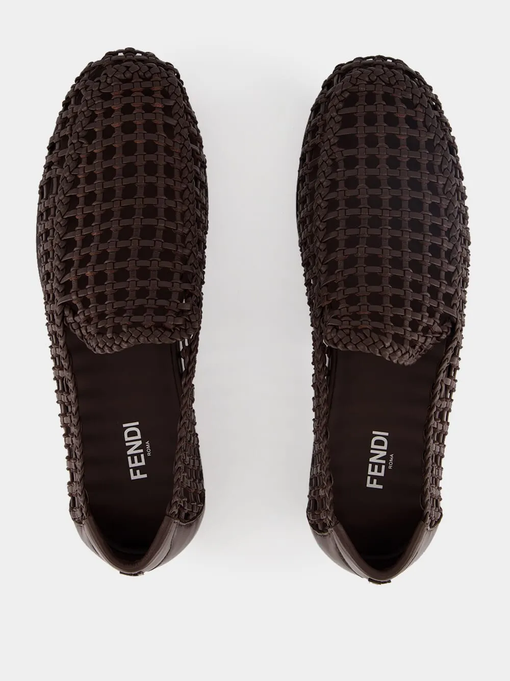 Brown Braided Leather FF Loafers sold by Fashion Clinic product image thumbnail 5