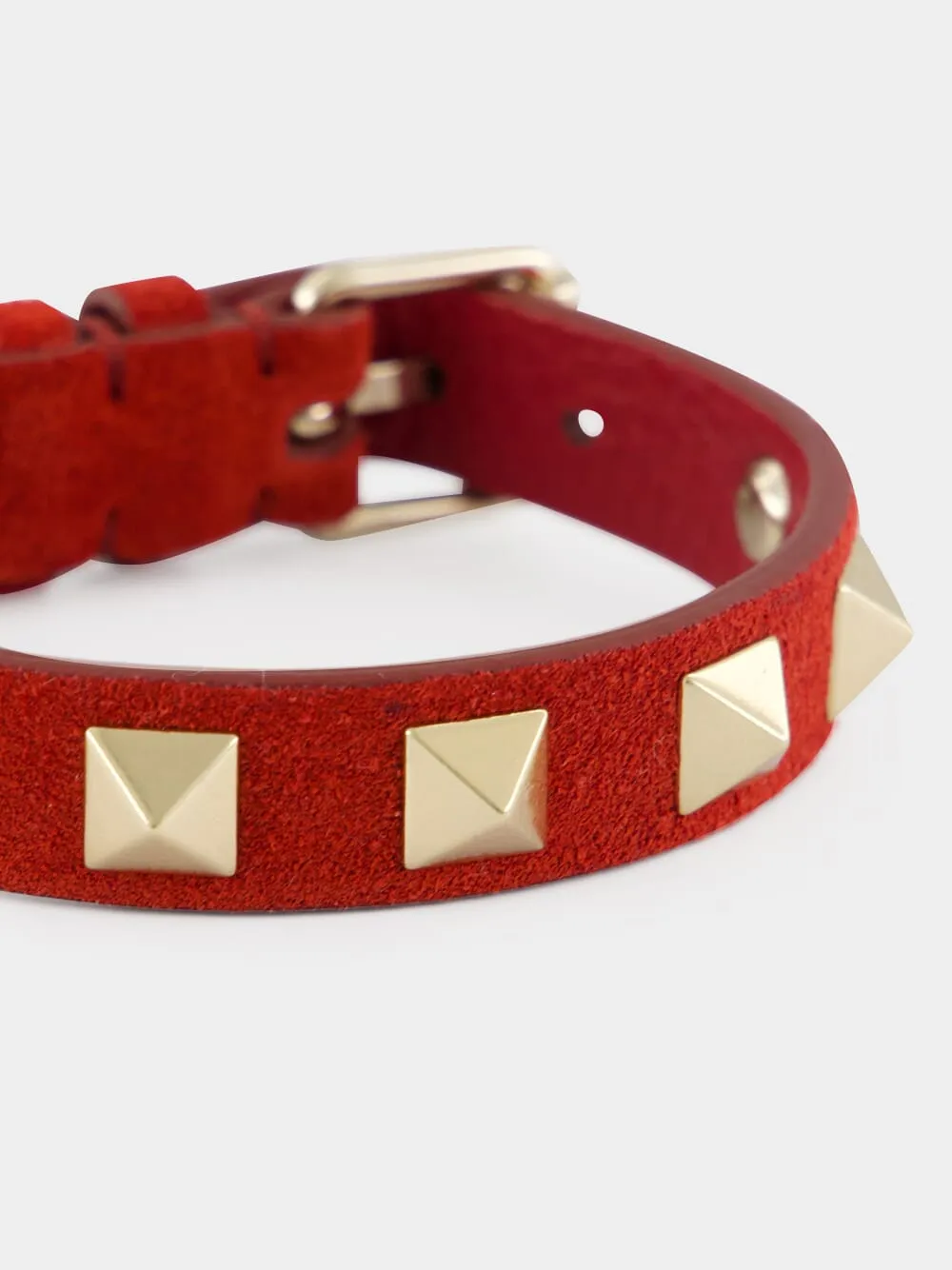 Red Suede Rockstud Bracelet sold by Fashion Clinic product image thumbnail 3