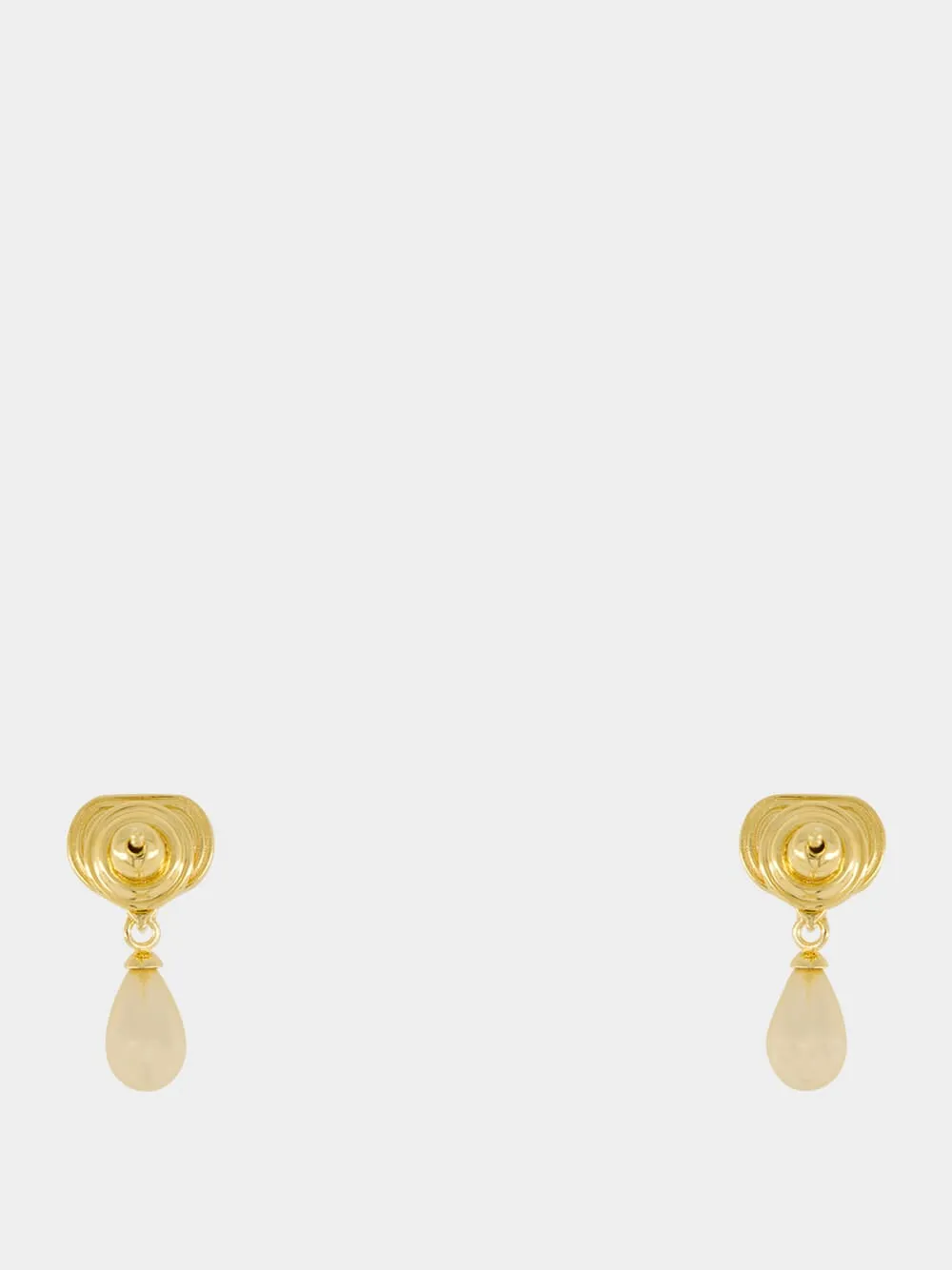 Gold Ovalette Pearl Drop Earrings sold by Fashion Clinic product image thumbnail 3