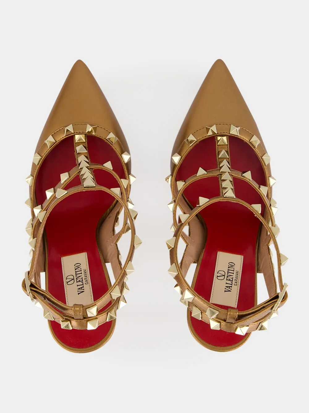 Vintage Gold Rockstud Leather Pumps sold by Fashion Clinic product image thumbnail 5