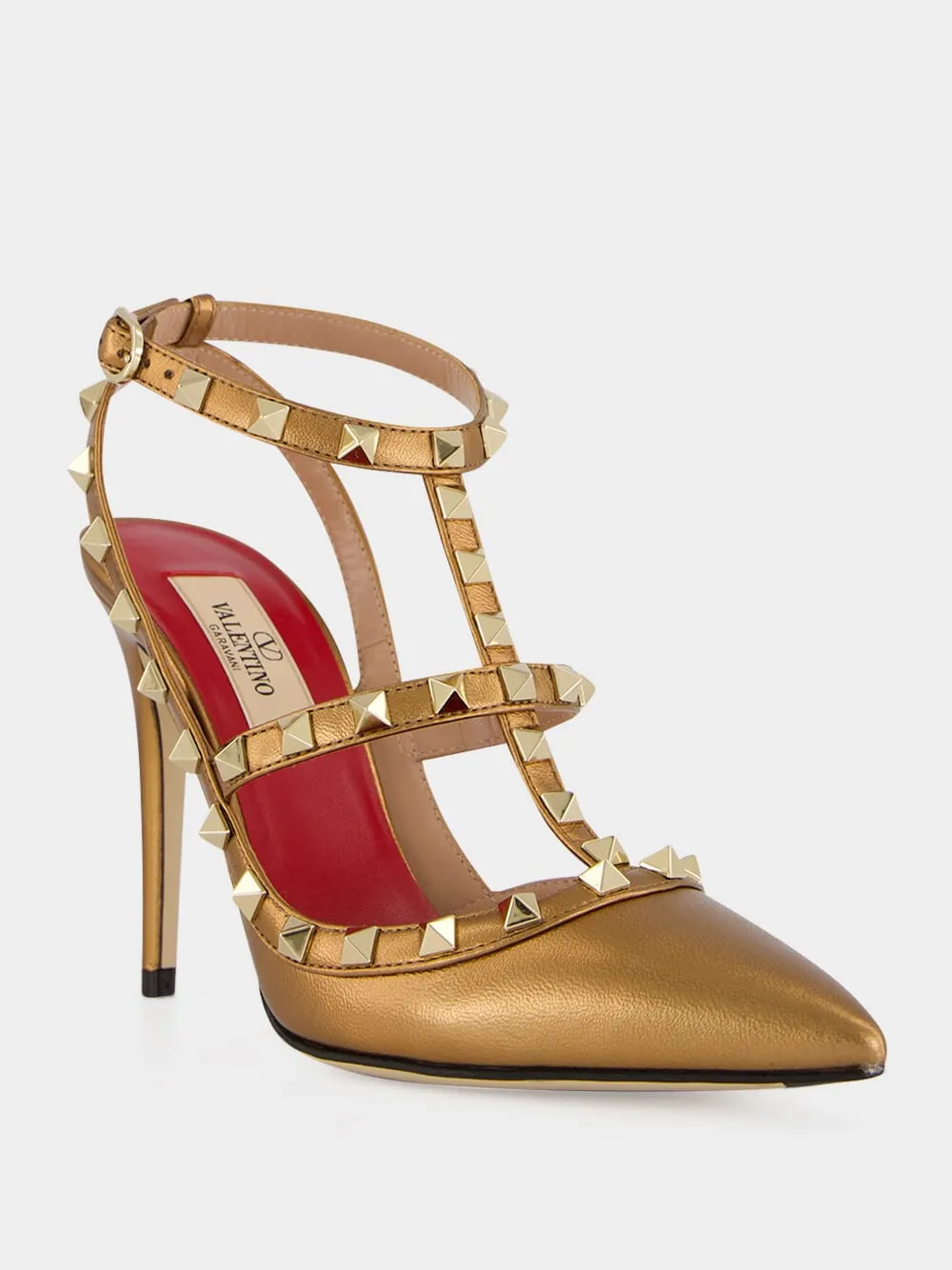 Vintage Gold Rockstud Leather Pumps sold by Fashion Clinic product image thumbnail 3