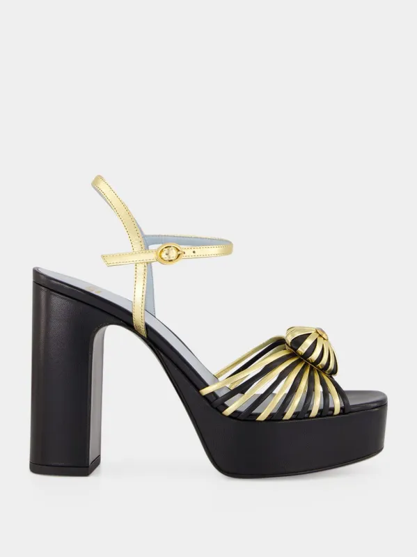Black and Gold Coeur Royal 115 Sandals made by Valentino Garavani