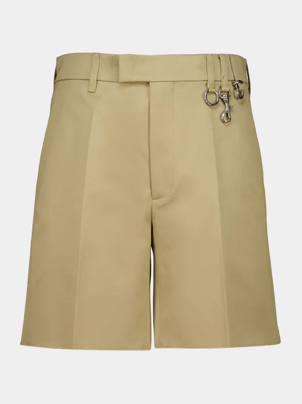 Corda Beige Decorated Cotton Shorts made by Miu Miu