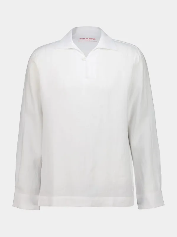 White Vincent Linen Overhead Shirt made by Orlebar Brown