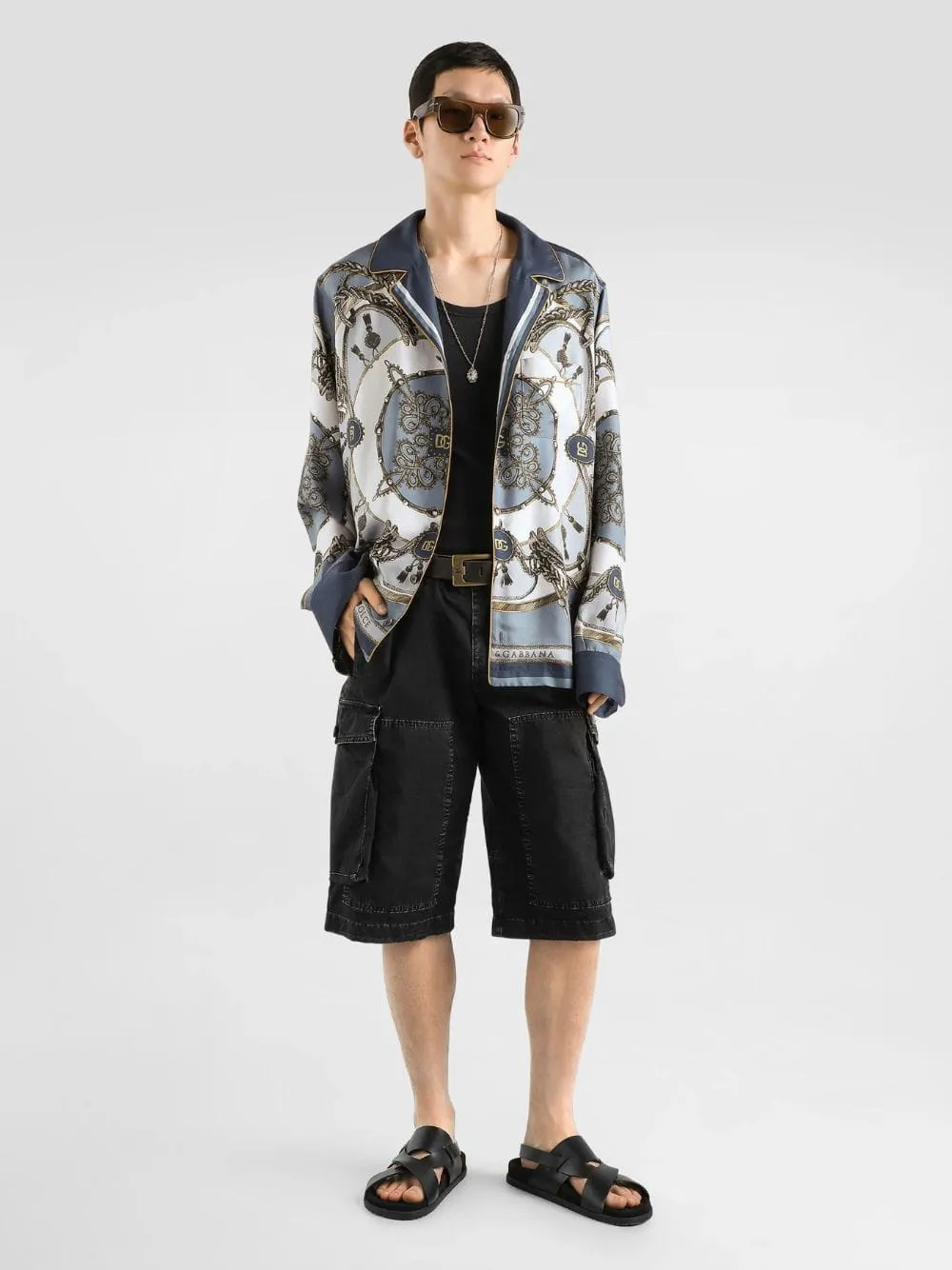 Blue Cargo-Print Silk Twill Shirt sold by Fashion Clinic product image thumbnail 2