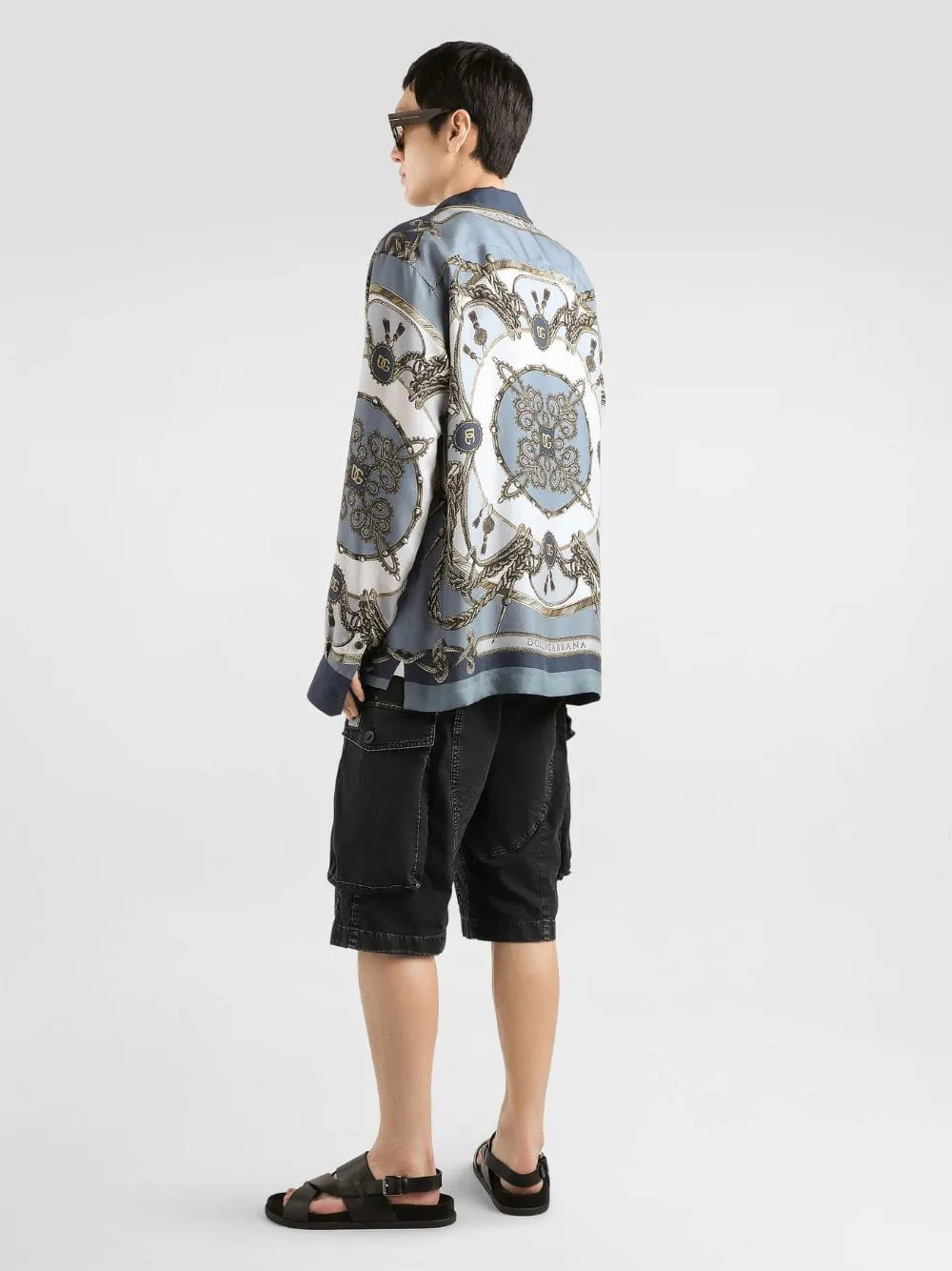 Blue Cargo-Print Silk Twill Shirt sold by Fashion Clinic product image thumbnail 4