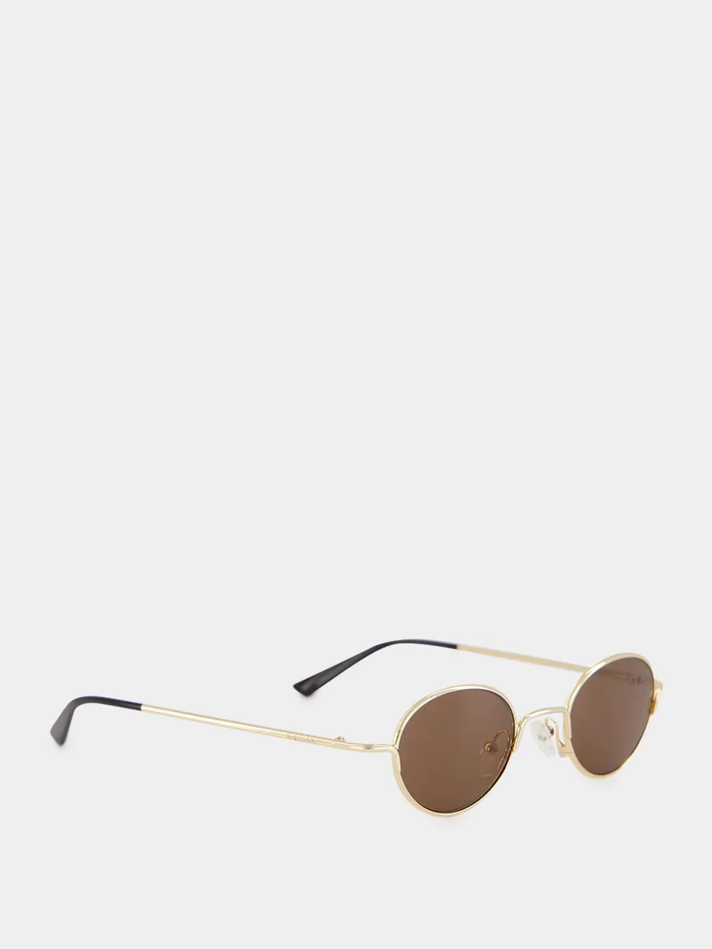 Gold and Brown Round Metal Sunglasses sold by Fashion Clinic product image thumbnail 2