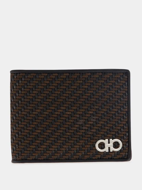 Brown and Black Woven Wallet made by Salvatore Ferragamo