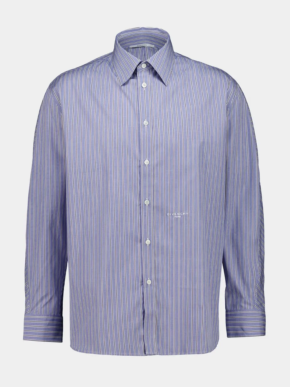 Navy Stripe Cotton Button-Up Shirt sold by Fashion Clinic