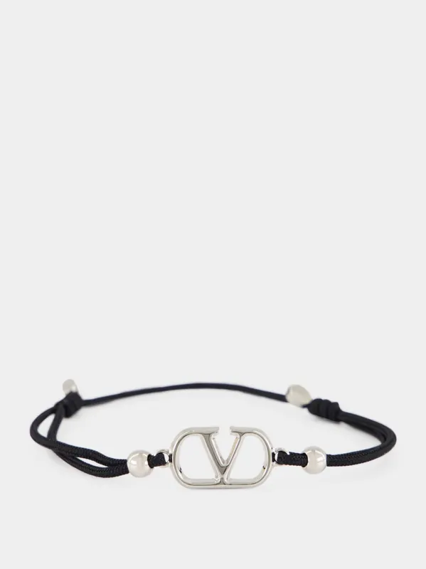 Black and Silver VLogo Bracelet made by Valentino Garavani