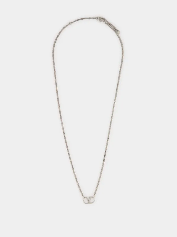 Silver VLogo Signature Necklace made by Valentino Garavani