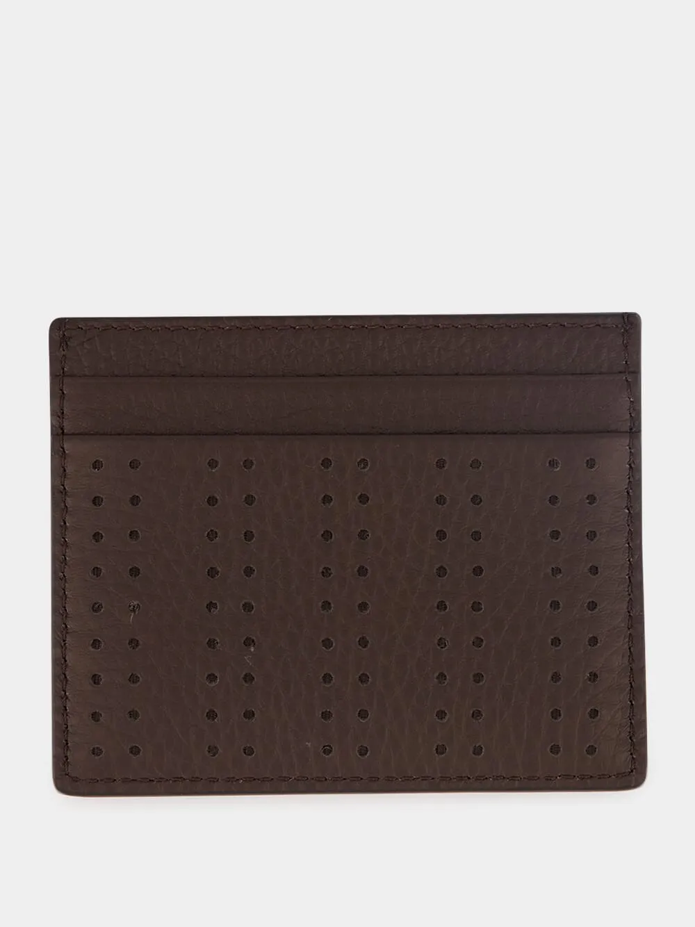 Dark Brown Perforated Leather Card Holder sold by Fashion Clinic product image thumbnail 2
