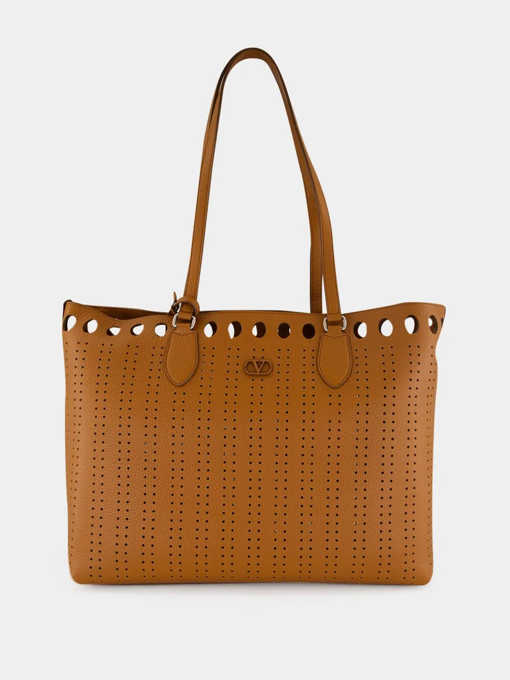 Cuoio Brown Perforated Leather Tote Bag sold by Fashion Clinic