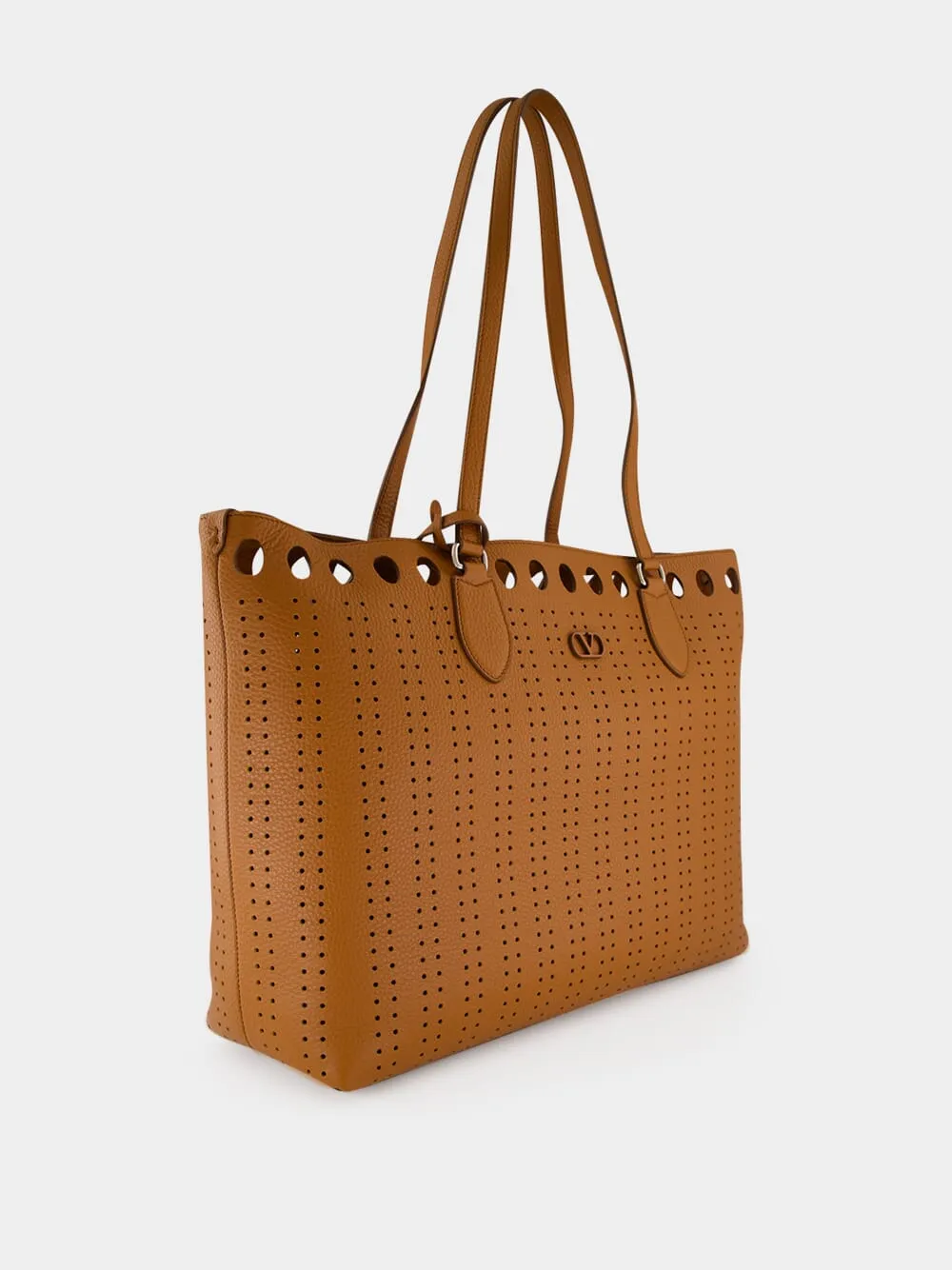 Cuoio Brown Perforated Leather Tote Bag sold by Fashion Clinic product image thumbnail 2