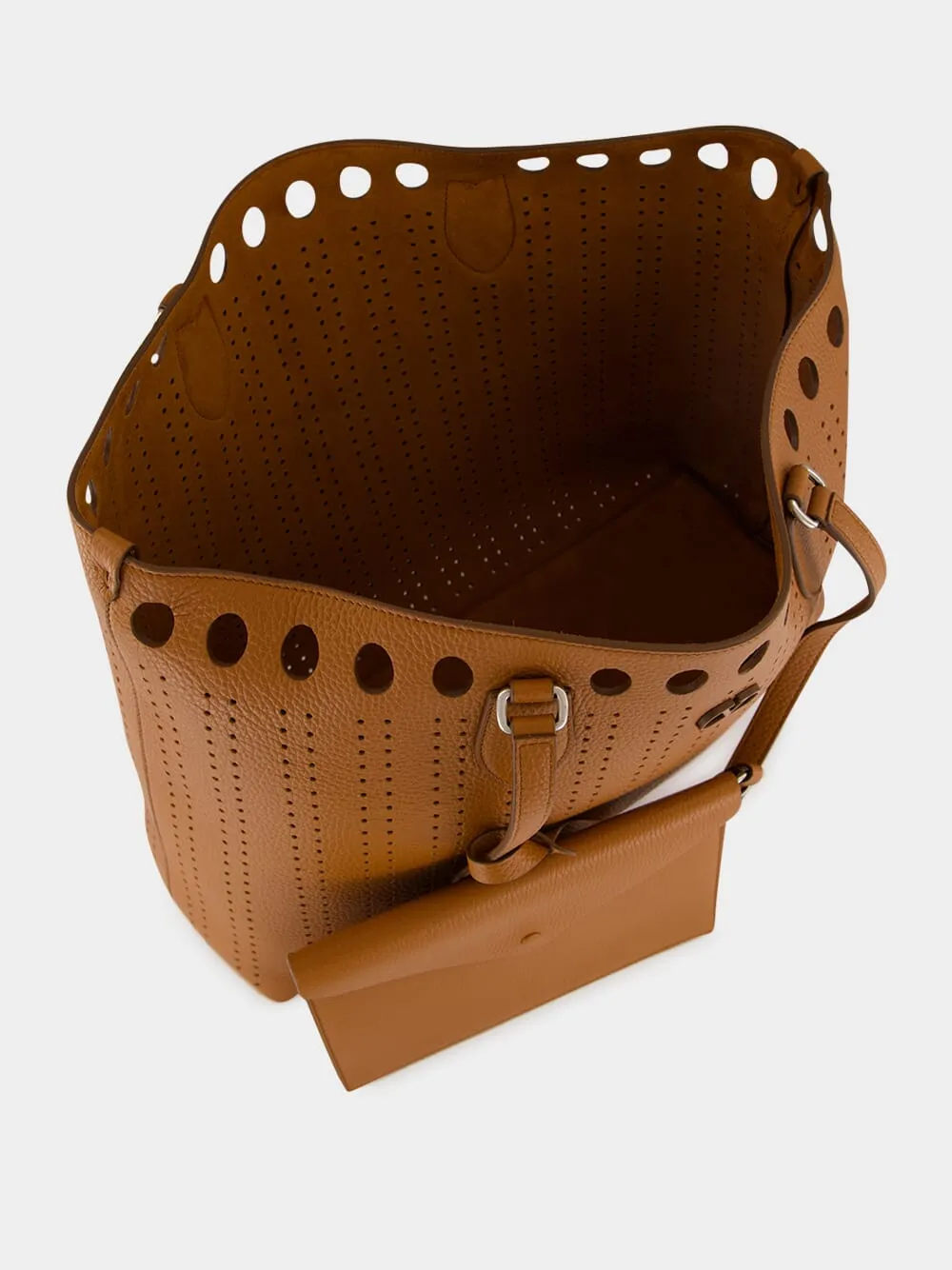 Cuoio Brown Perforated Leather Tote Bag sold by Fashion Clinic product image thumbnail 5