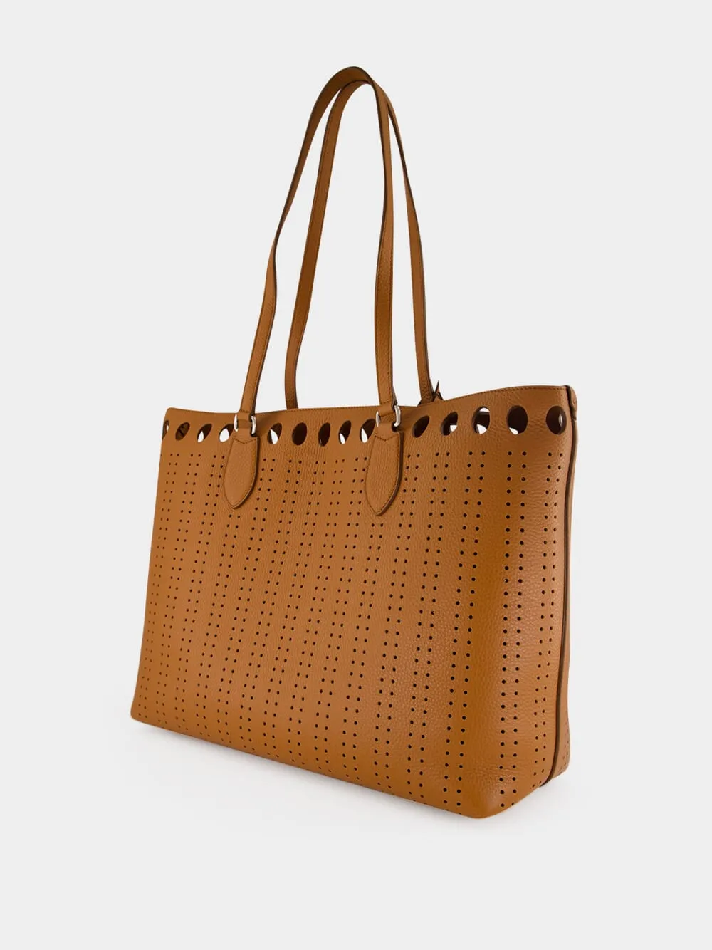 Cuoio Brown Perforated Leather Tote Bag sold by Fashion Clinic product image thumbnail 4