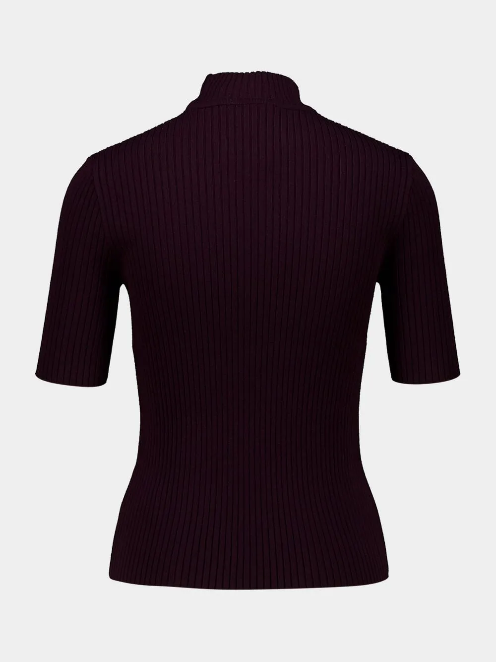 Burgundy Rib Knit Short Sleeve Sweater sold by Fashion Clinic product image thumbnail 3