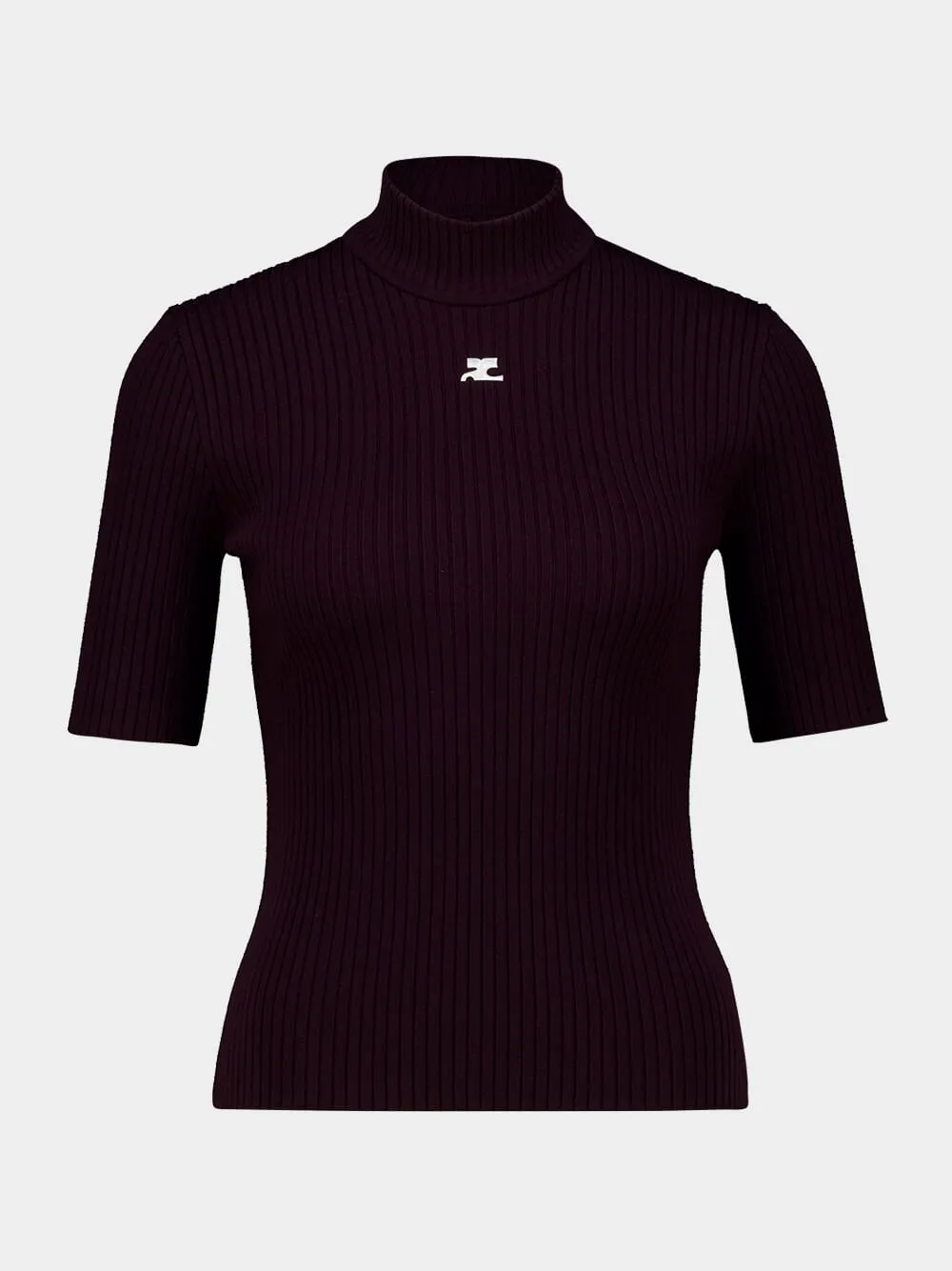 Burgundy Rib Knit Short Sleeve Sweater sold by Fashion Clinic