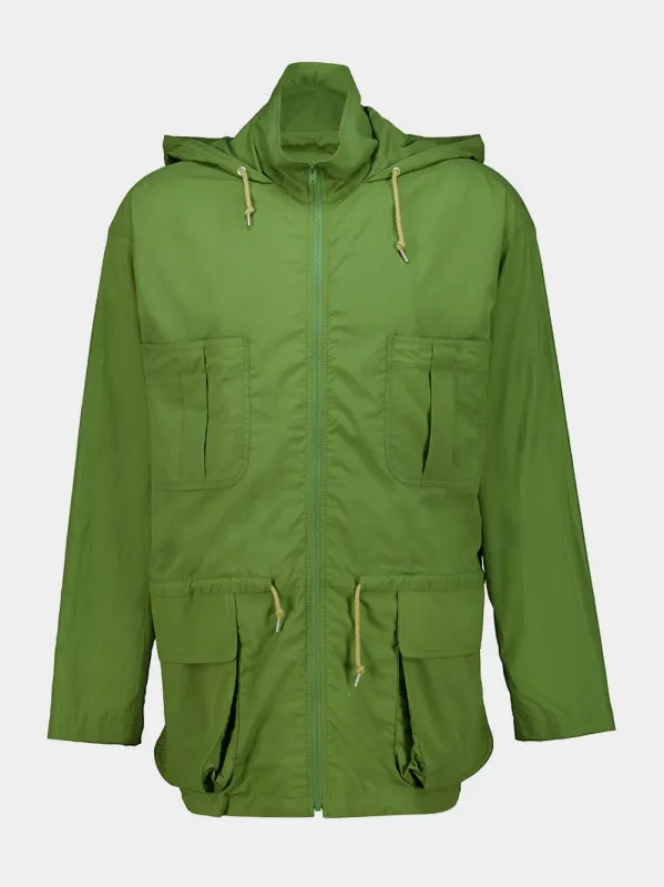 Dusty Green Cotton Hooded Blouson made by Auralee