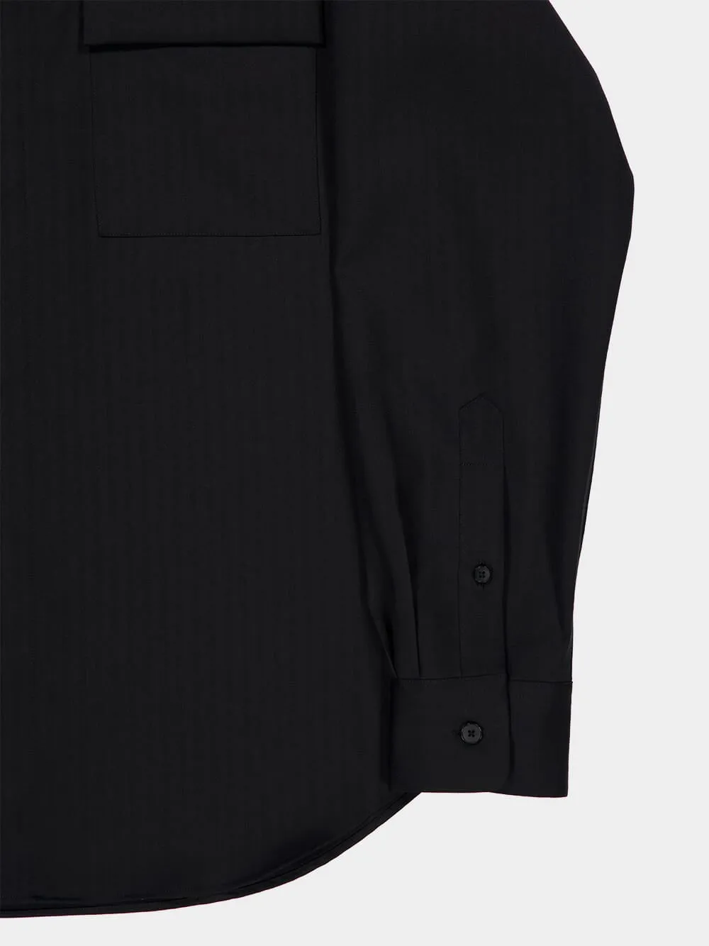 Black Wool Herringbone Overshirt sold by Fashion Clinic product image thumbnail 4