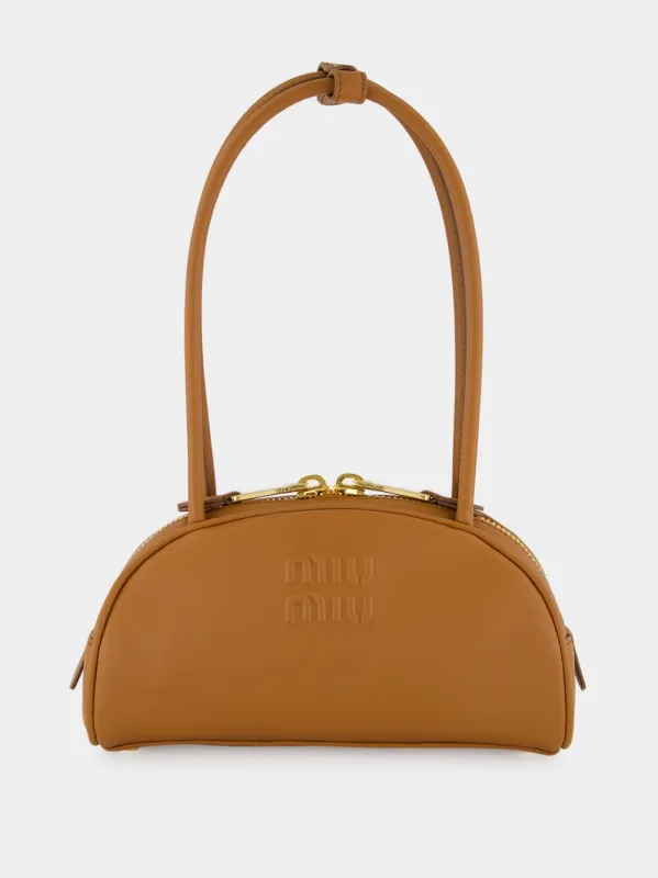 Cognac Brown Beau Small Leather Bag made by Miu Miu
