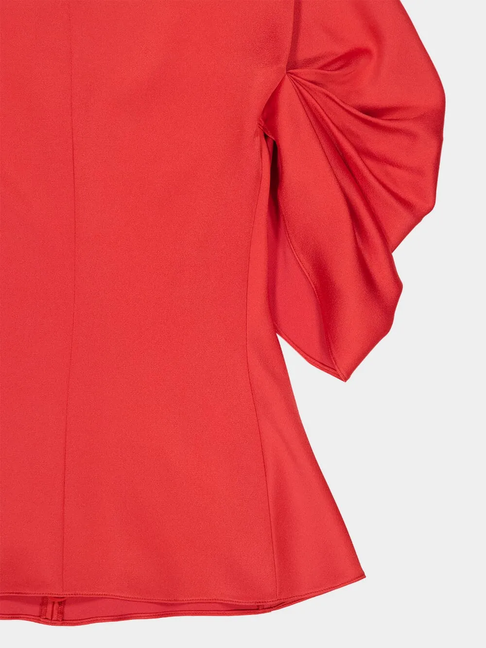 Tomato Draped Sleeve Acetate Top sold by Fashion Clinic product image thumbnail 4