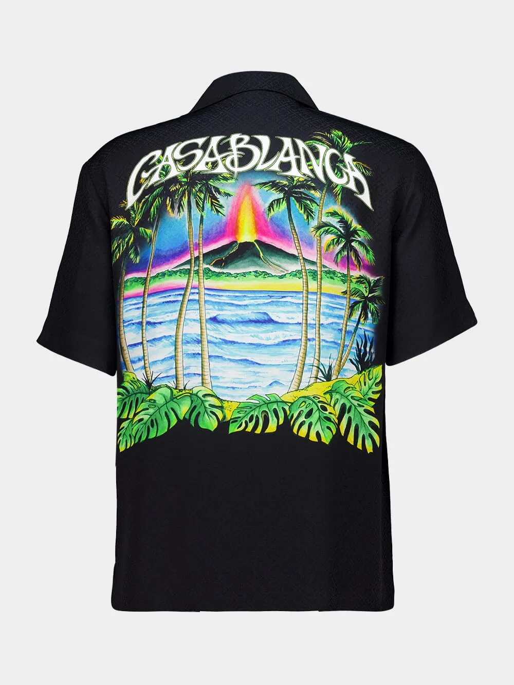 Black Volcano Silk Short Sleeve Shirt sold by Fashion Clinic product image thumbnail 2