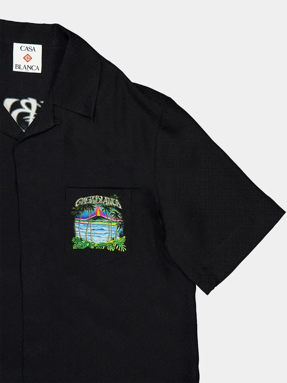 Black Volcano Silk Short Sleeve Shirt sold by Fashion Clinic product image thumbnail 4