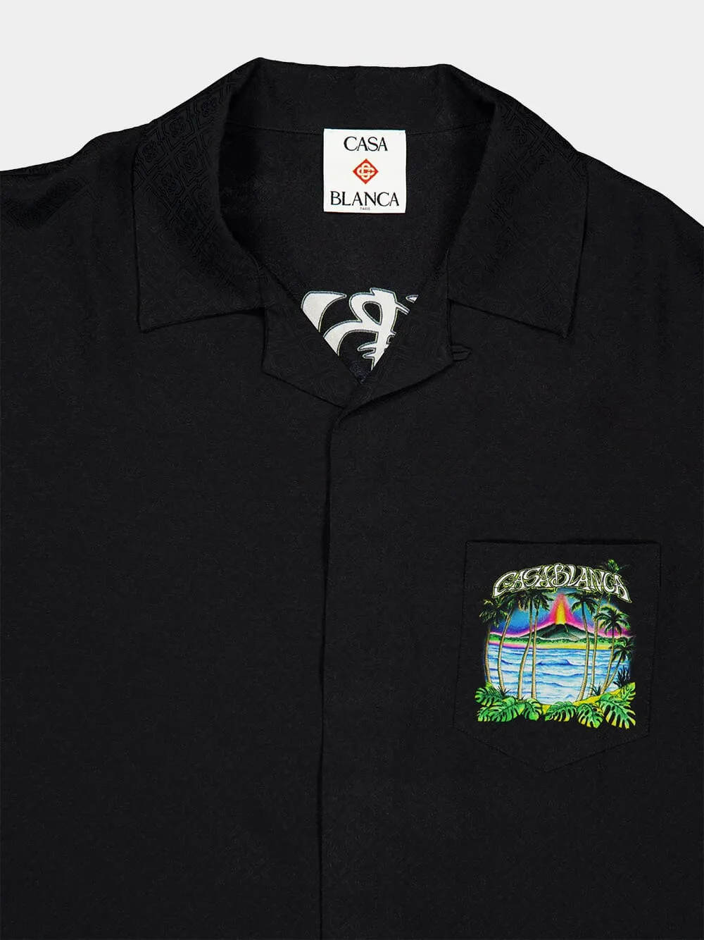 Black Volcano Silk Short Sleeve Shirt sold by Fashion Clinic product image thumbnail 3