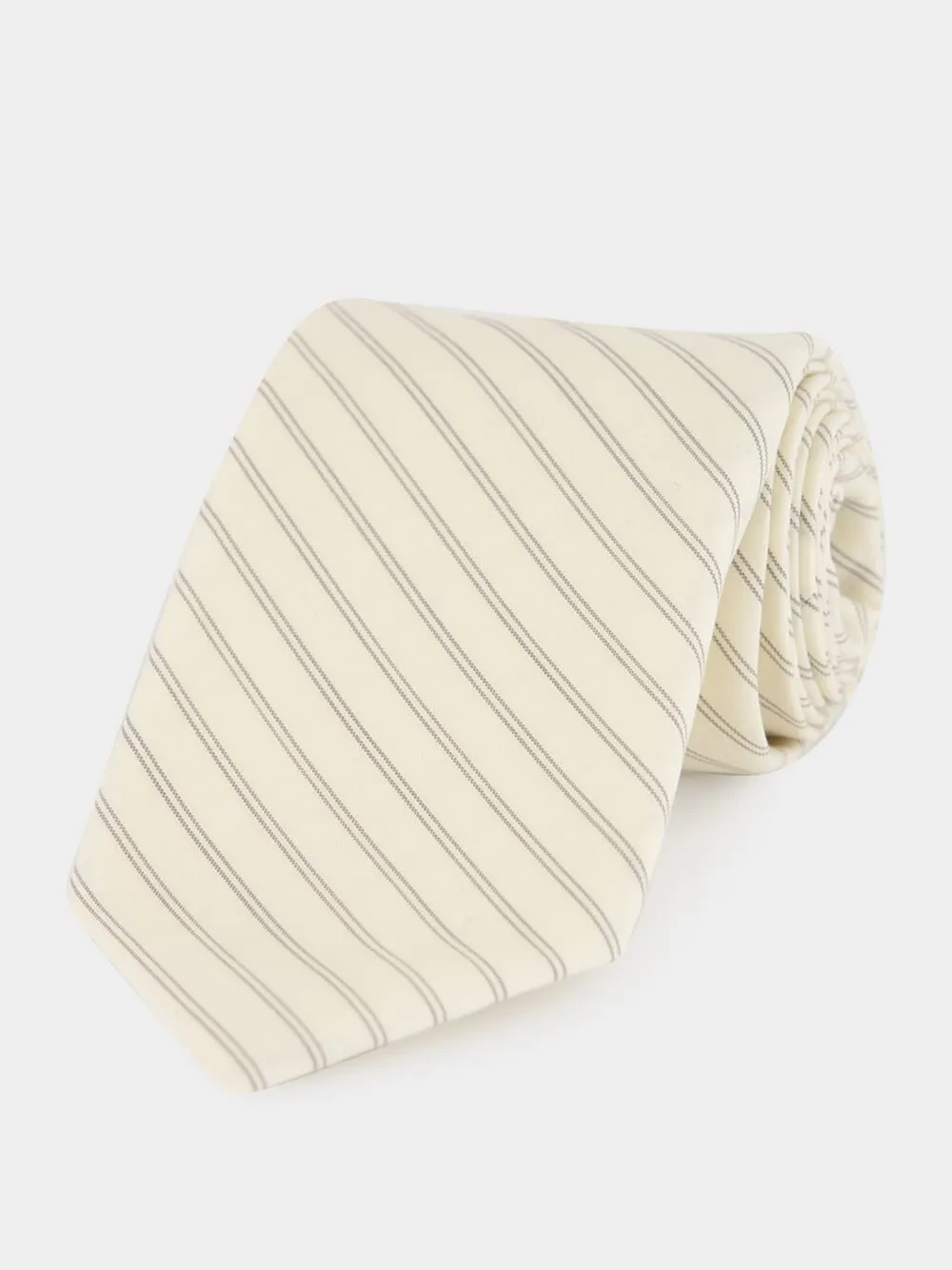 Ivory Stripe Wool Tie sold by Fashion Clinic