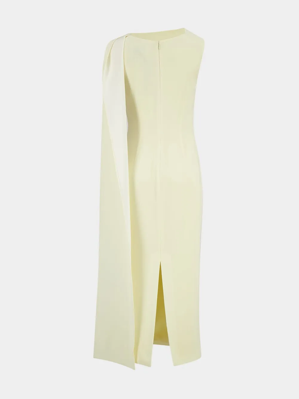Yellow Satin Crepe Sash Midi Dress sold by Fashion Clinic product image thumbnail 4