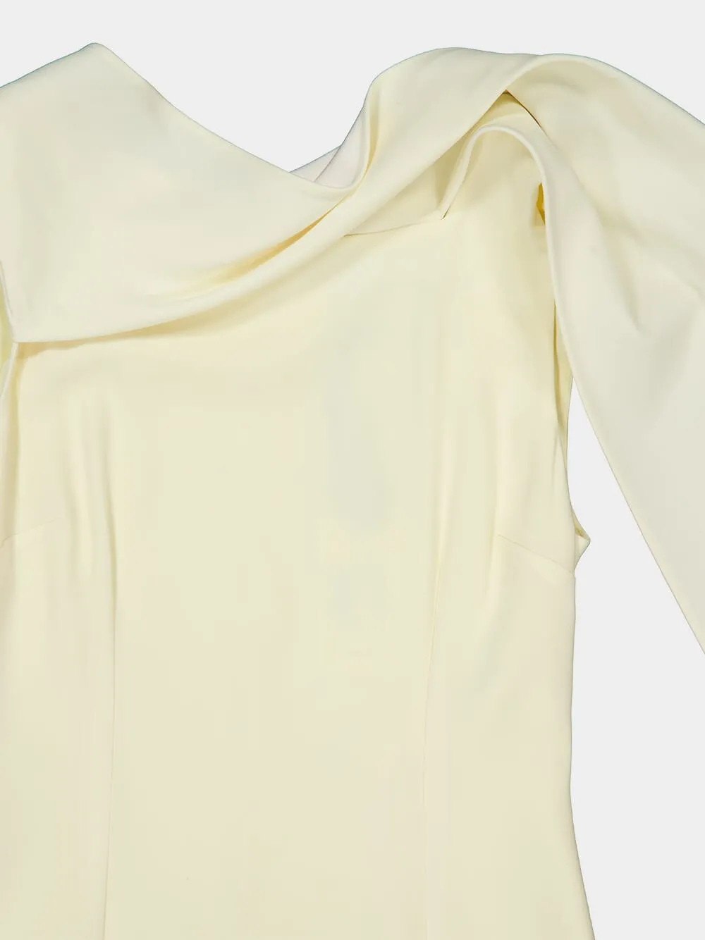Yellow Satin Crepe Sash Midi Dress sold by Fashion Clinic product image thumbnail 5