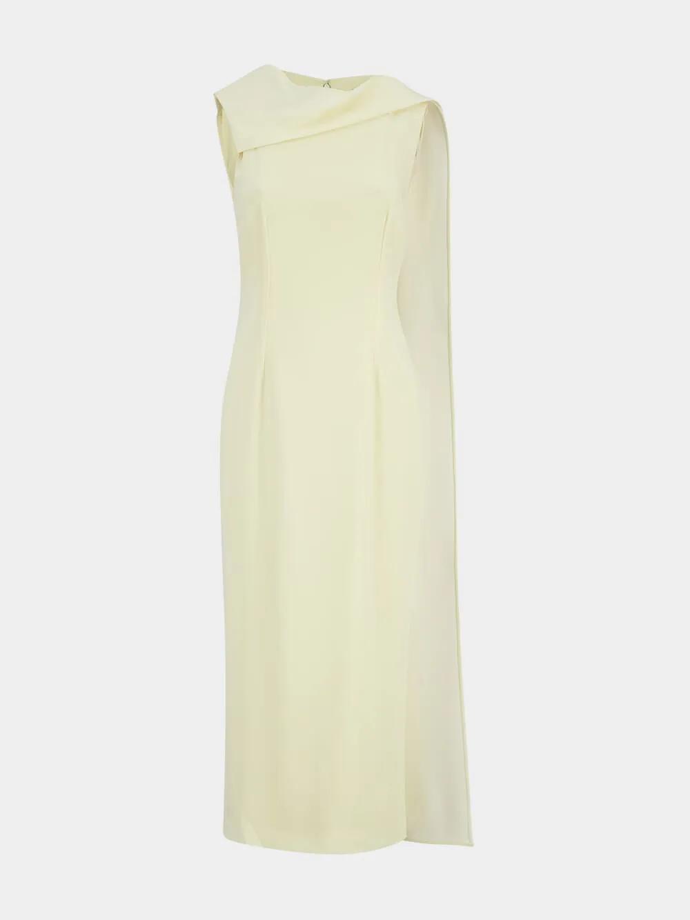 Yellow Satin Crepe Sash Midi Dress sold by Fashion Clinic product image thumbnail 2