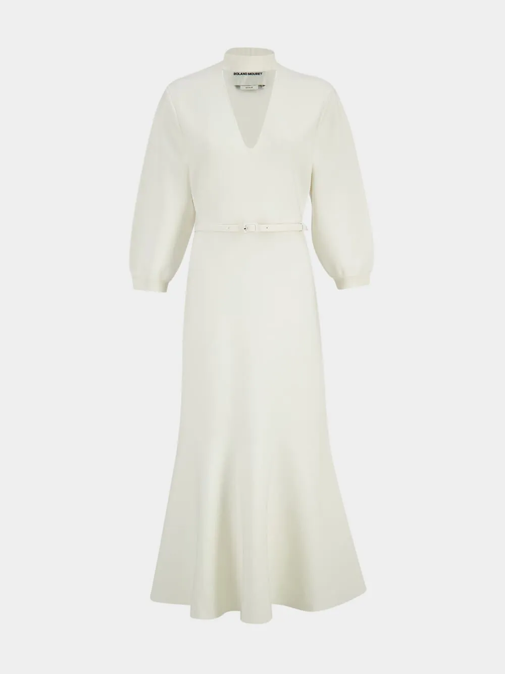 Cream Belted Blouson Knit Midi Dress sold by Fashion Clinic product image thumbnail 2