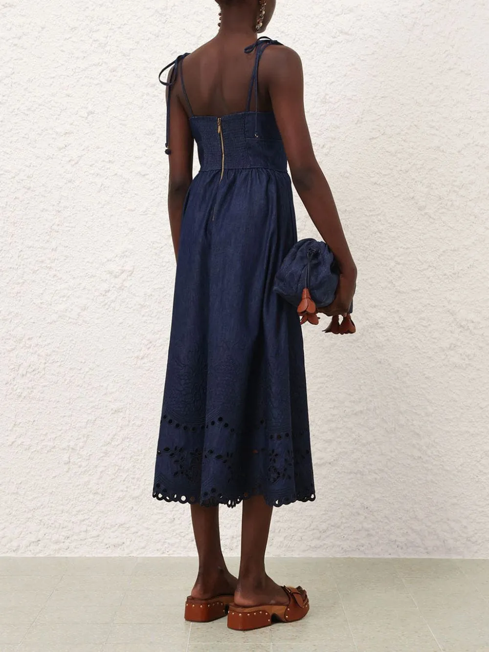 Ink Broderie Denim Midi Dress sold by Fashion Clinic product image thumbnail 4