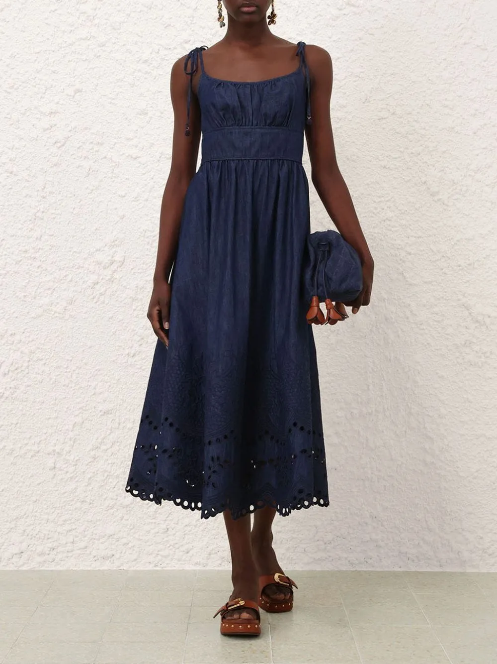 Ink Broderie Denim Midi Dress sold by Fashion Clinic product image thumbnail 2