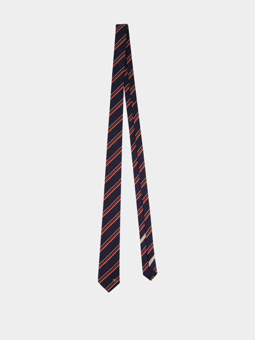 Navy and Burgundy Jacquard Regimental Silk Tie sold by Fashion Clinic product image thumbnail 3