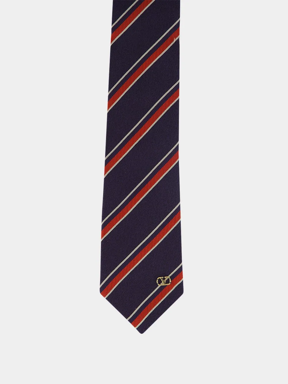 Navy and Burgundy Jacquard Regimental Silk Tie sold by Fashion Clinic product image thumbnail 2