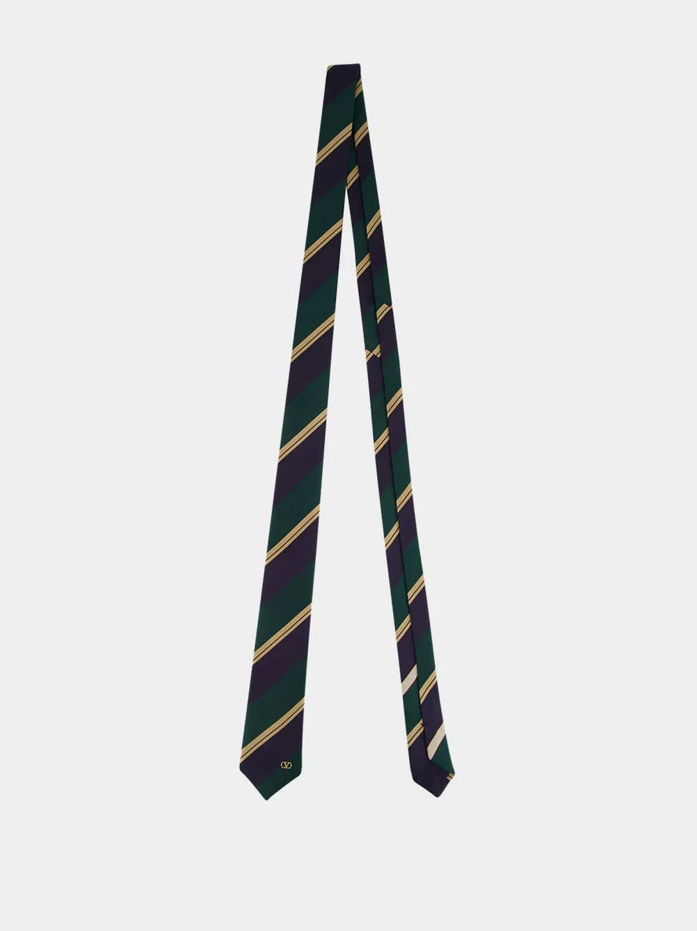 Green and Blue Jacquard Regimental Silk Tie sold by Fashion Clinic product image thumbnail 4