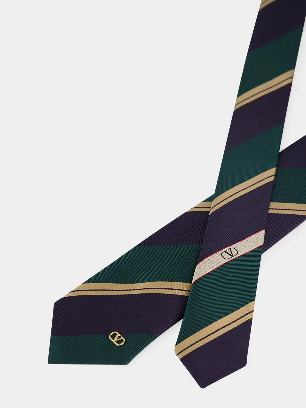 Green and Blue Jacquard Regimental Silk Tie sold by Fashion Clinic product image thumbnail 5