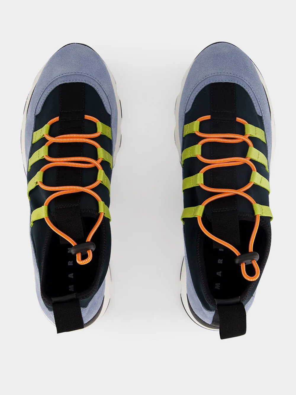 Green and Blue Lycra Lace-Up Running Sneakers sold by Fashion Clinic product image thumbnail 4