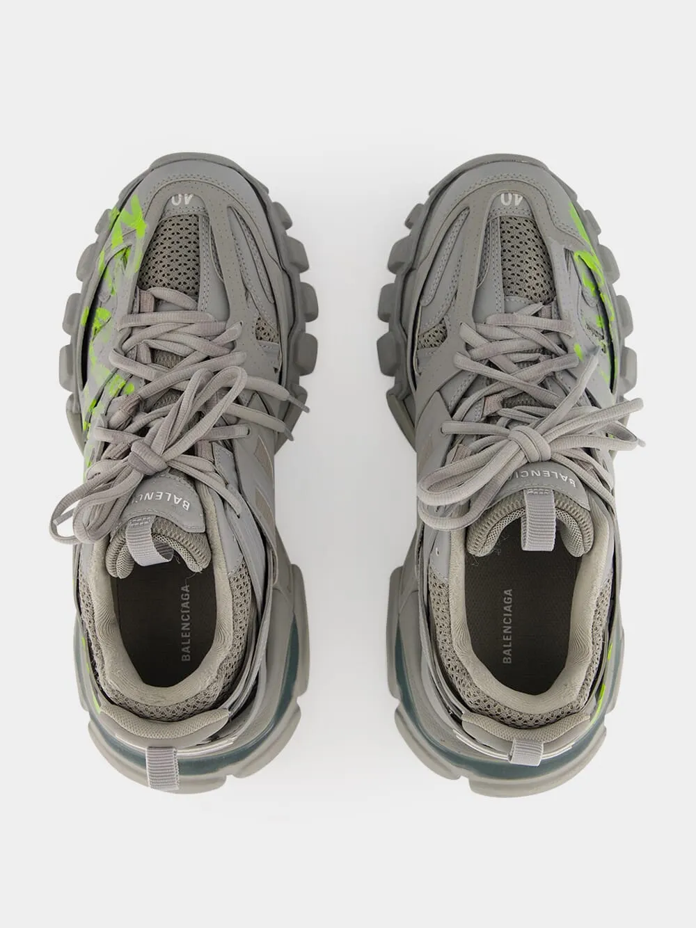 Grey and Neon Yellow Track Signature Sneakers sold by Fashion Clinic product image thumbnail 4