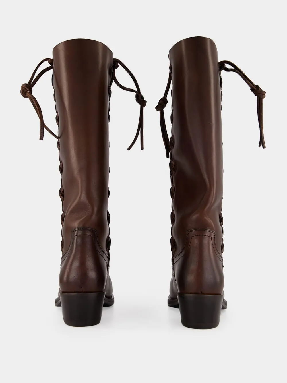 Chocolate Roxanne Leather Boots sold by Fashion Clinic product image thumbnail 5
