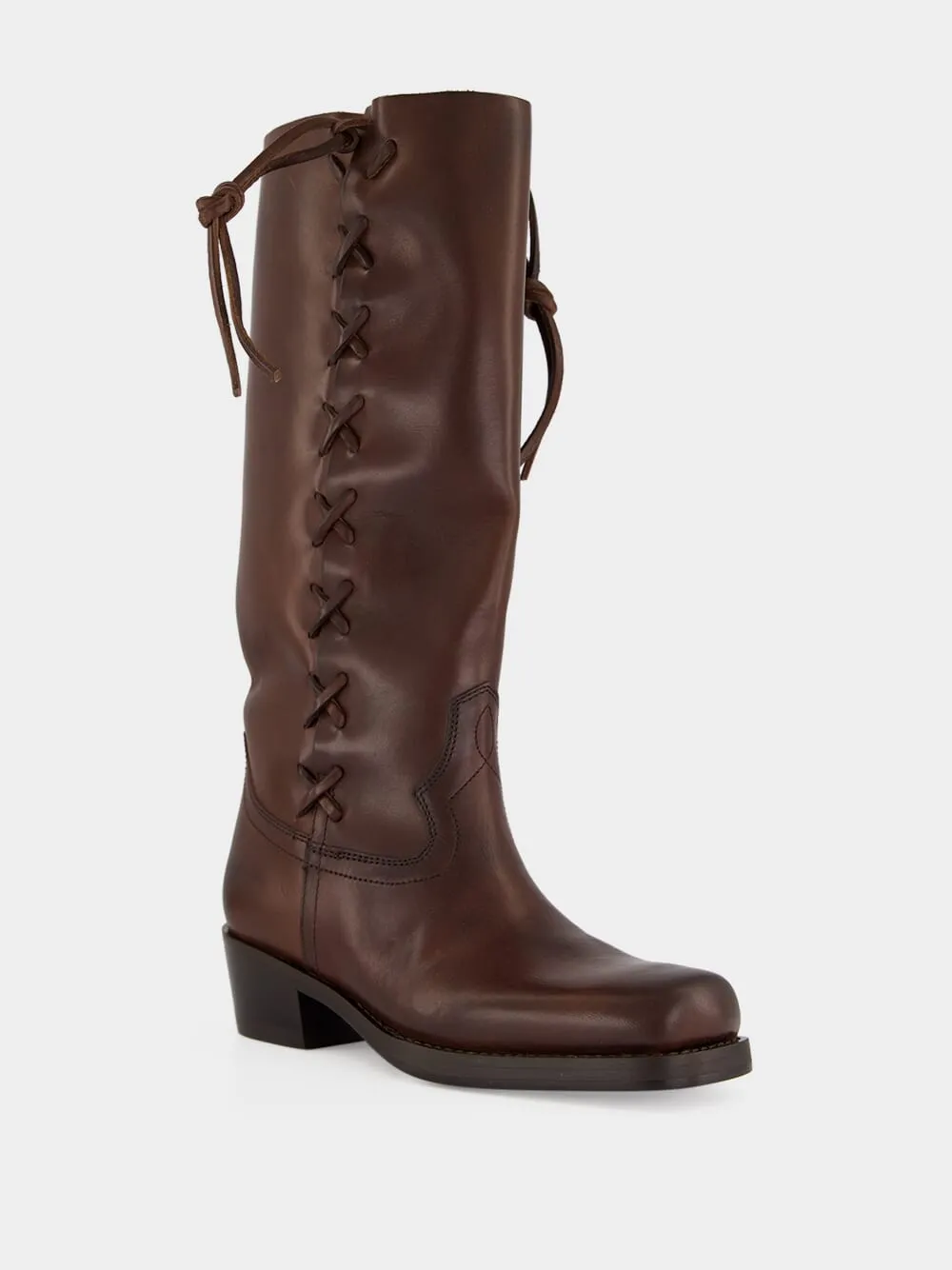 Chocolate Roxanne Leather Boots sold by Fashion Clinic product image thumbnail 3