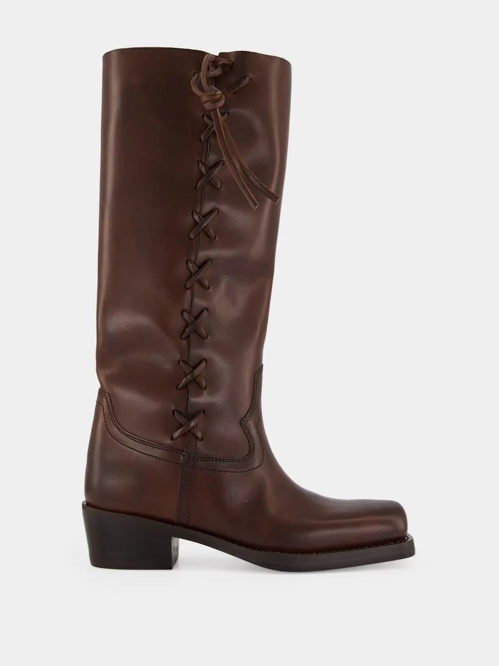 Chocolate Roxanne Leather Boots sold by Fashion Clinic