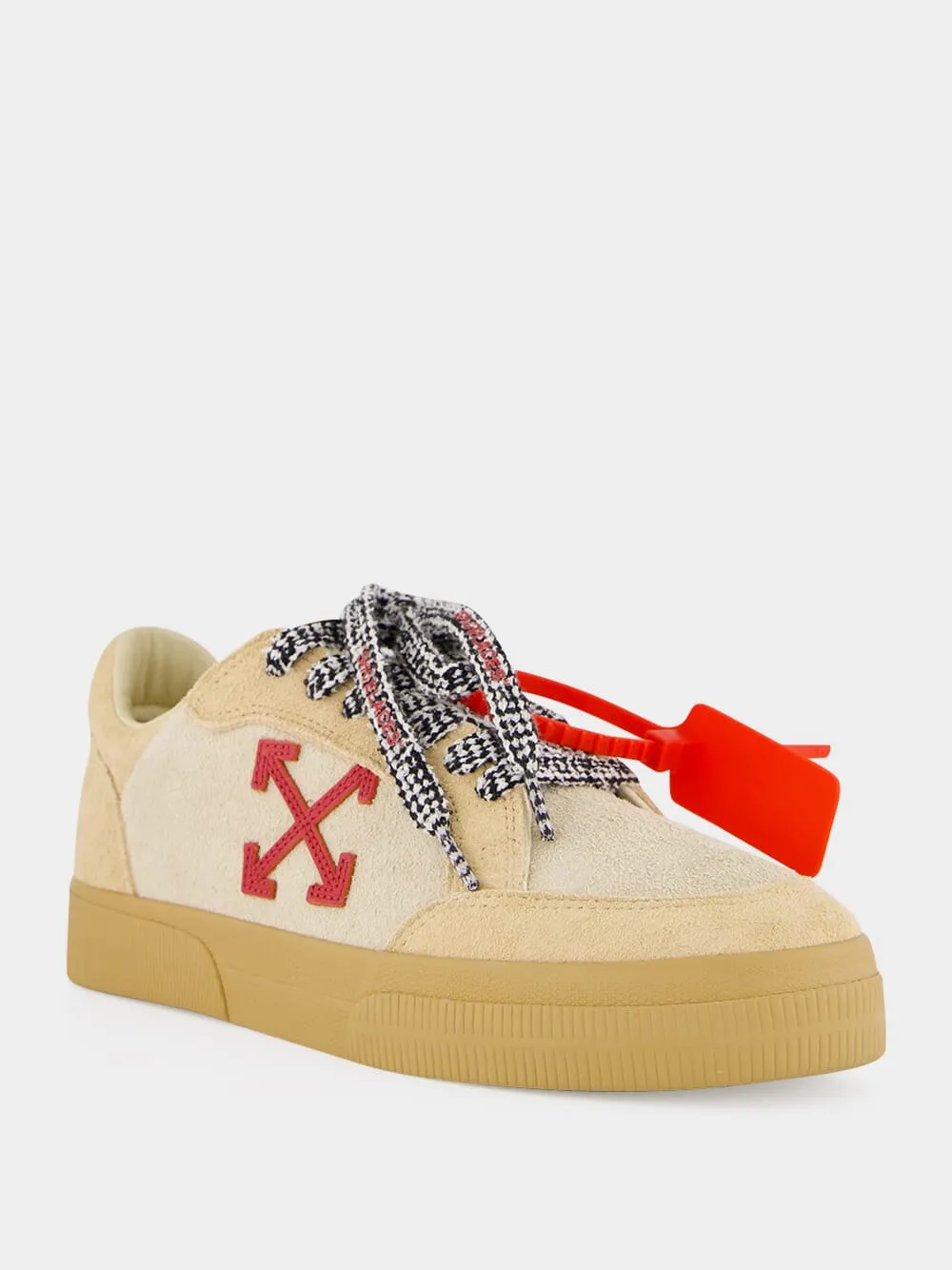 Beige and Haute Red Vulcanized Low Leather Sneakers sold by Fashion Clinic product image thumbnail 2