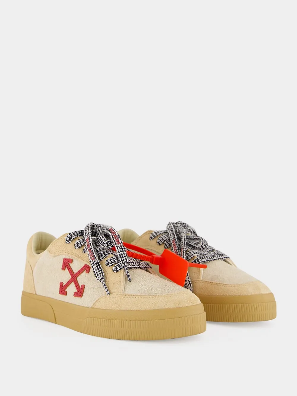 Beige and Haute Red Vulcanized Low Leather Sneakers sold by Fashion Clinic product image thumbnail 3